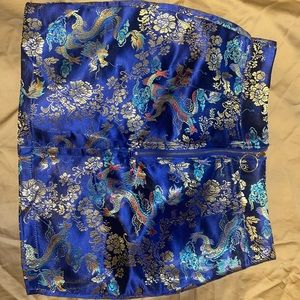 XS Shein mini skirt with blue dragon pattern